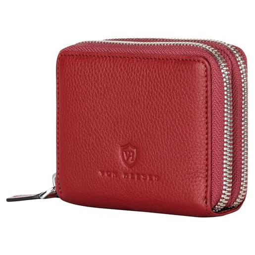 VON HEESEN portafoglio in pelle per uomo e donna, colore: rosso, taglia unica, 2 scomparti principali