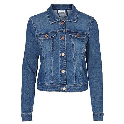 Noisy may nmdebra ls denim jacket noos, giacca donna, blu (medium blue denim), 40 (taglia produttore: large)