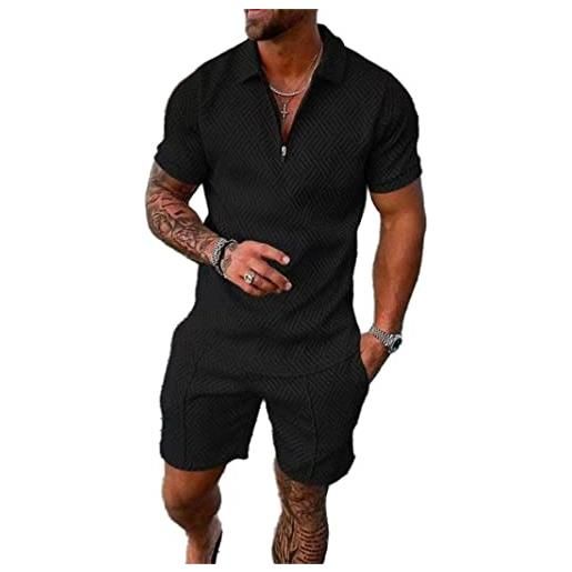 Crazynekos set corto da uomo abiti 2 pezzi tuta estiva manica corta polo e pantaloncini set casual sport suit, 22, small