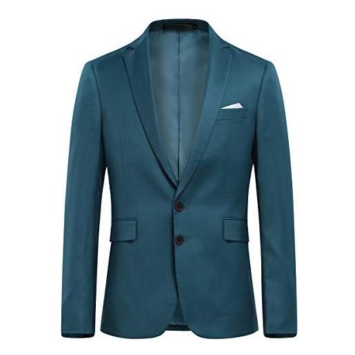 Allthemen blazer da uomo a due bottoni con spacco posteriore in tinta unita jacket da abito d'affari business blu lago 3xl