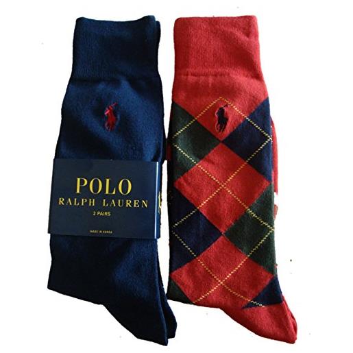Ralph Lauren polo ralph lauren men's argyle trouser sock 2 -pack (cardinal red multi, sock 10-13 / shoe 6-12.5 us)