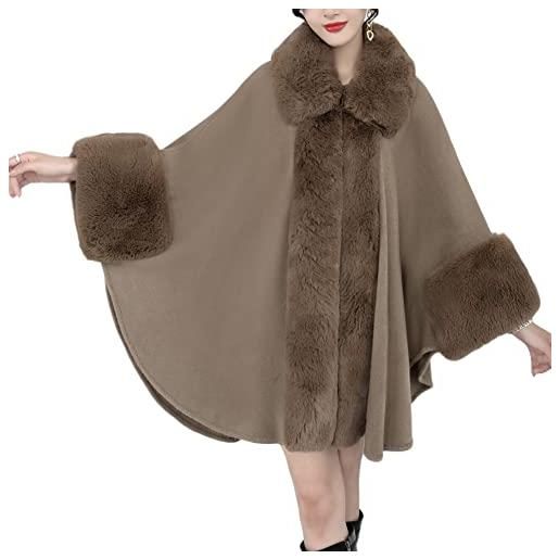 LAIKETE mantelle poncho pelliccia sintetica scialle donna cardigan grande mantellina cape wrap cappotto per festa matrimonio invernale sposa