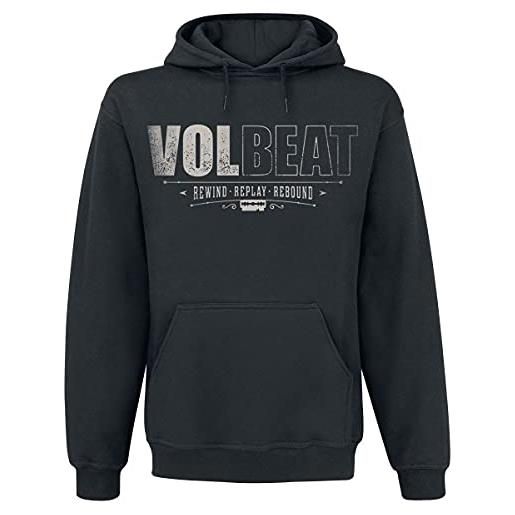Volbeat cover - rewind, replay, rebound uomo felpa con cappuccio nero xl