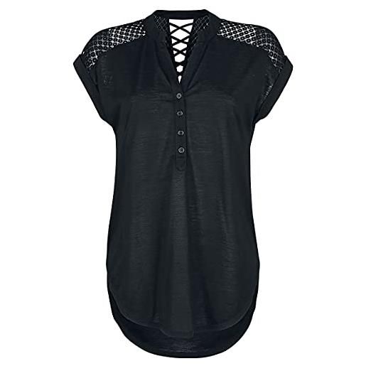 Rotterdamned heeze - back lace wide slub jersey tee donna t-shirt nero xl 100% poliestere largo