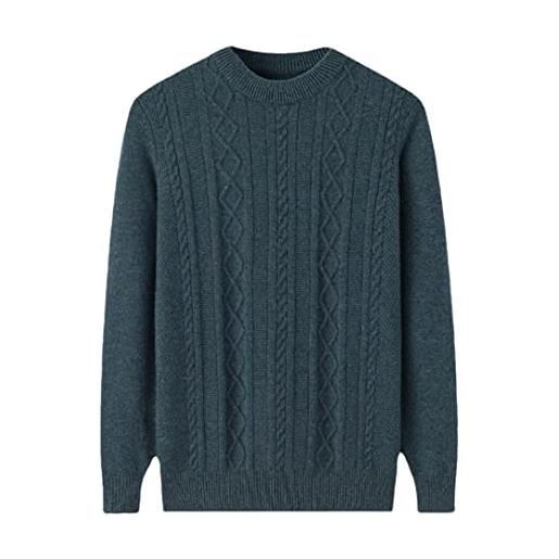 Zadaos maglione da uomo invernale 100% cashmere caldo pullover spesso lavorato a maglia o-neck maglione aziendale, verde, xl