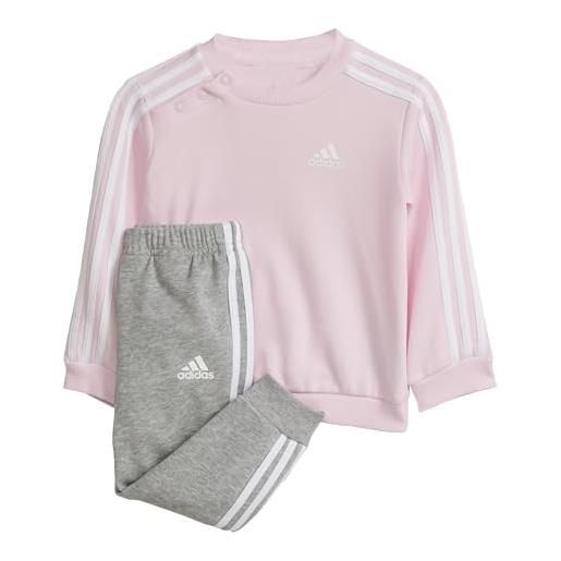 adidas essentials 3-stripes jogger set kids tuta, clear pink / white, 1 anno unisex - bimbi 0-24