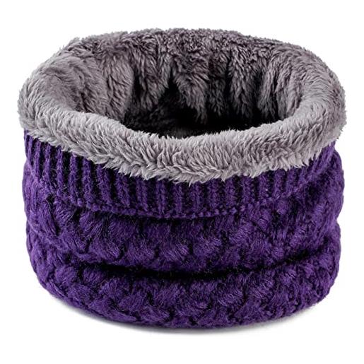 DLKSH 1 pz sciarpa invernale per donna anello pettorina calore esterno velluto spesso-viola
