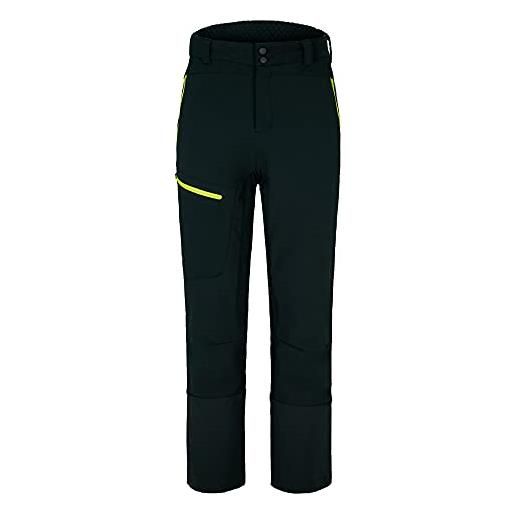 Ziener narak pantaloni ibridi in softshell, da sci, antivento, elasticizzati, funzionali, nero/lime, 48 uomo