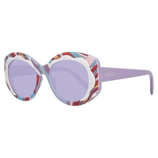 Emilio Pucci ep0136 5380s sunglasses, lucido lilla w, burle stampa frontale e bianco lucido deta, taglia unica uomo