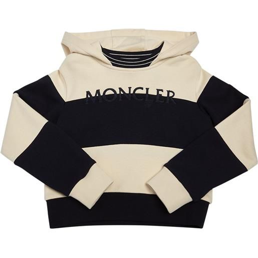 MONCLER felpa in cotone a righe con cappuccio e logo