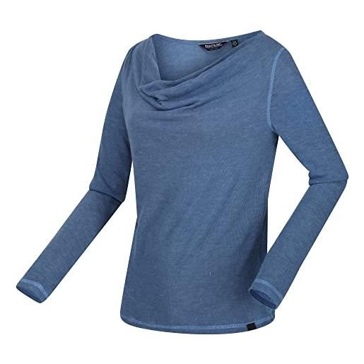 Regatta frayda-maglia leggera a maniche lunghe con colletto a cascata effetto lana maglietta, blu ardesia, 20 donna