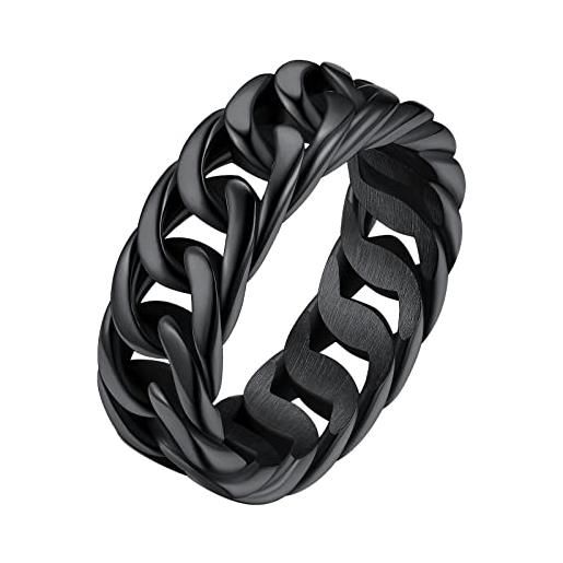 FindChic anello da uomo e da donna, in acciaio inossidabile, anello uomo nero ideale come regalo di compleanno, natale, san valentino, 19