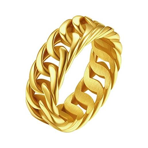 FindChic anello uomo oro acciaio inossidabile, anello oro unisex anello uomo catena cubana anello catena oro ideale come regalo di compleanno, natale, san valentino, 19
