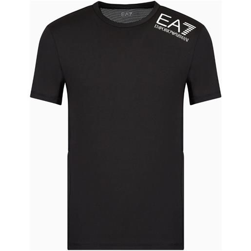 EA7 t-shirt nera uomo EA7 logo bianco dynamic athlete in tessuto tecnico 8npt12