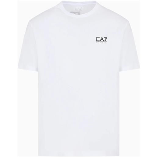 EA7 t-shirt bianca uomo EA7 logo e stampa retro nero logo series 8npt18