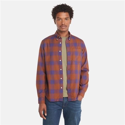 Timberland camicia con motivo tartan da uomo in color terracotta marrone