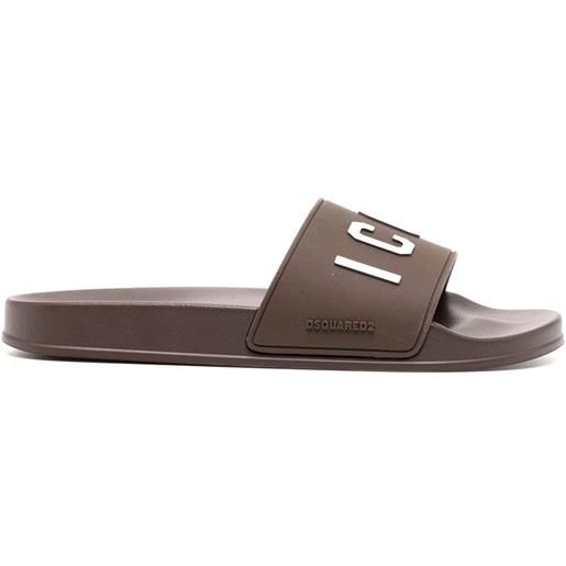 Dsquared2 sandali slides con stampa - marrone