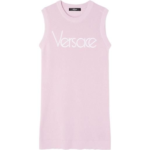 Versace abito re-edition con ricamo 1978 - rosa