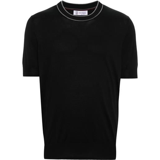 Brunello Cucinelli t-shirt a maglia fine - nero
