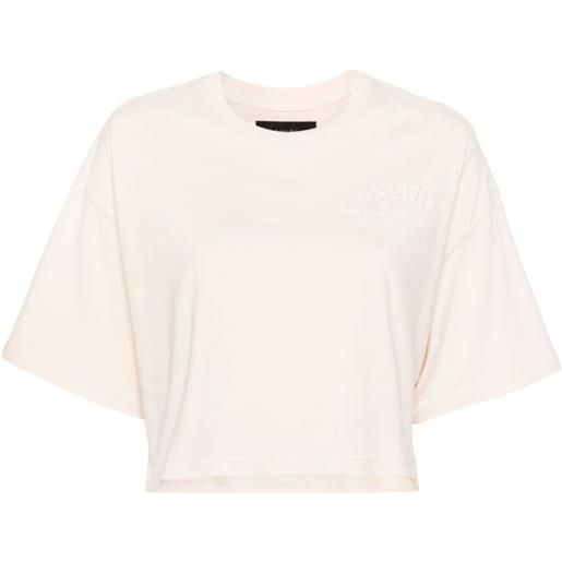 AMIRI t-shirt crop con ricamo - rosa