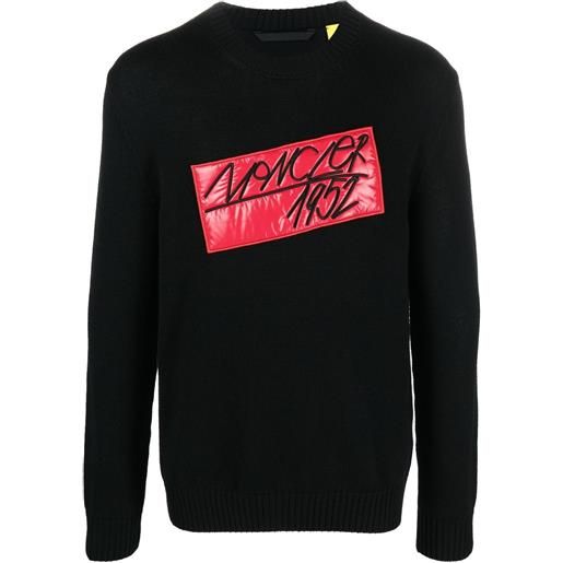 Moncler maglione con applicazione logo - nero