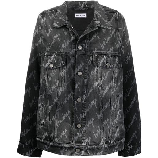 Balenciaga giacca denim con stampa - nero