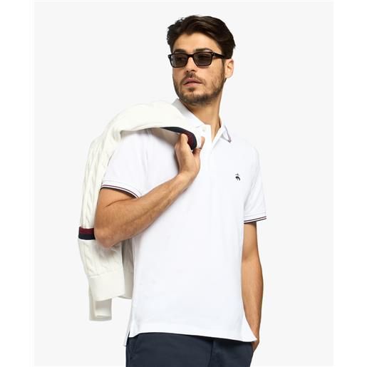 Brooks Brothers polo bianca golden fleece in cotone supima con decorazioni bianco