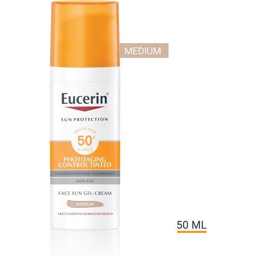 Eucerin sun photo aging control tinted anti-età gel crema spf50+ colore medium 50 ml