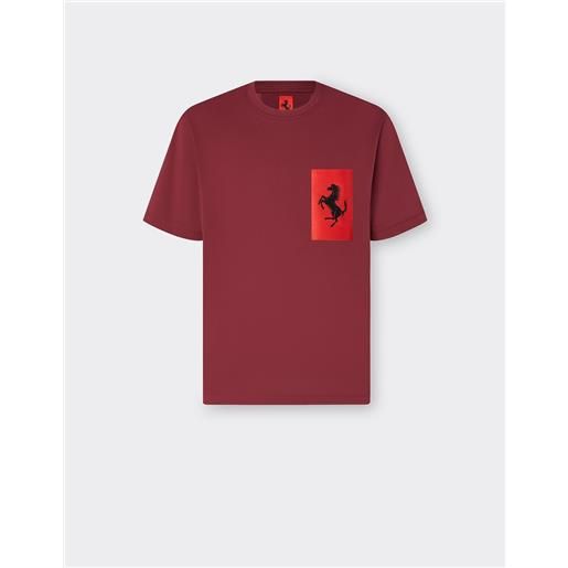 Ferrari t-shirt in cotone con tasca cavallino rampante