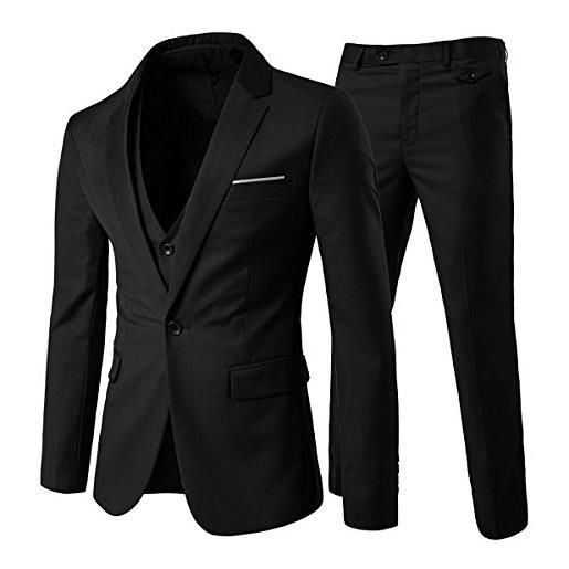 Allthemen abito da uomo 3 pezzi completo da sposa slim fit giacca a un bottone formale blazer pantaloni gilet grigio xs
