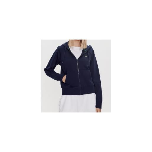 Lacoste felpa zip capp. Blu marine donna