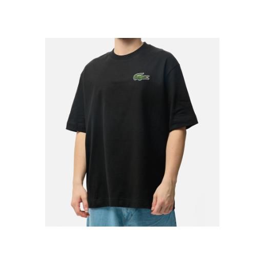 Lacoste t-shirt m/m nero patch grande uomo