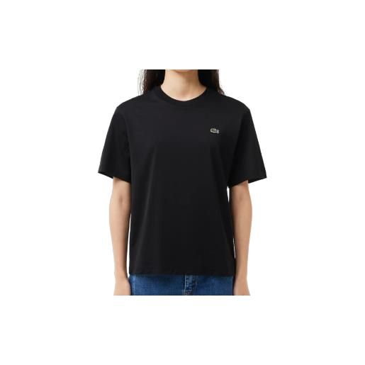 Lacoste t-shirt m/m girocollo nera relaxed fit donna