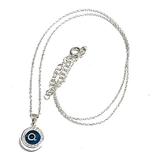 perlascarel collana con ciondolo occhio turco cuore 10 mm in argento sterling con catena in argento sterling da 40-45 cm e confezione regalo