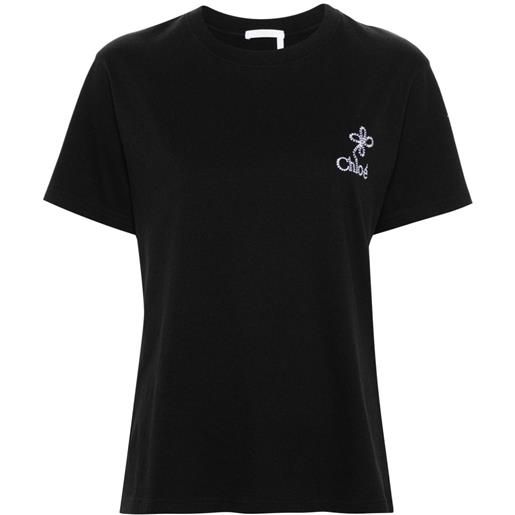 Chloé t-shirt con ricamo - nero