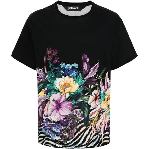 Just Cavalli t-shirt a fiori - nero