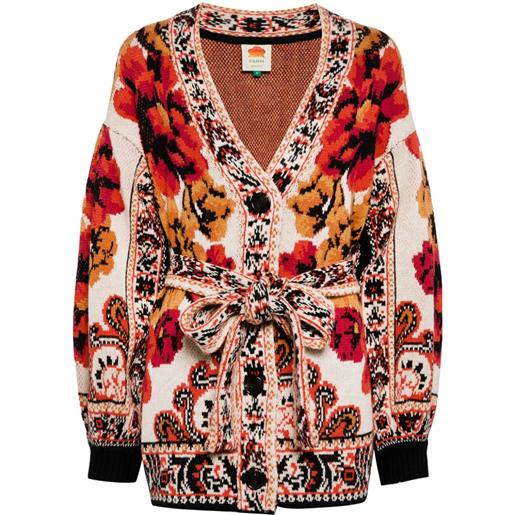 FARM Rio cardigan winter tapestry con cintura - multicolore