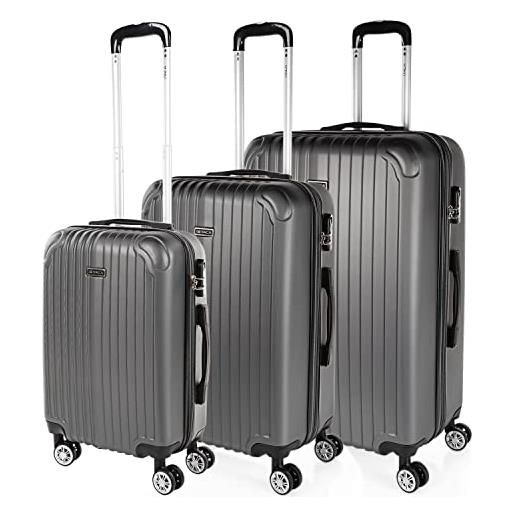 ITACA - set valigie - set valigie rigide offerte. Valigia grande rigida, valigia media rigida e bagaglio a mano. Set di valigie con lucchetto combinazione tsa t71500, antracite