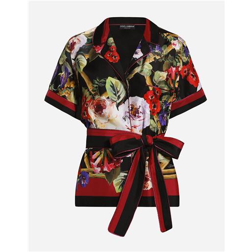 Dolce & Gabbana camicia pigiama in twill stampa roseto
