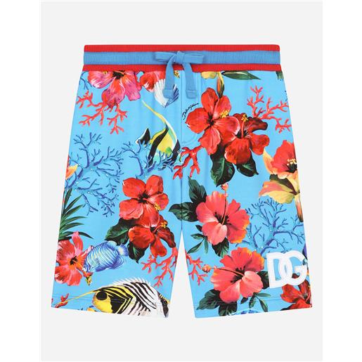 Dolce & Gabbana bermuda jogging in jersey stampa pesci e fiori
