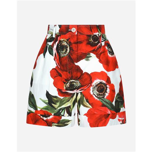 Dolce & Gabbana shorts in popeline stampa fiore anemone