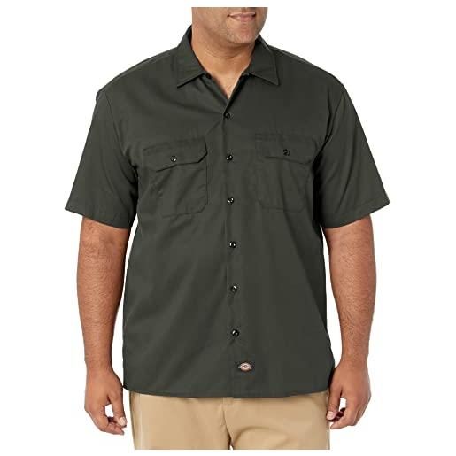 Dickies work shirt short sleeved, camicia da lavoro uomo, verde oliva (green), m