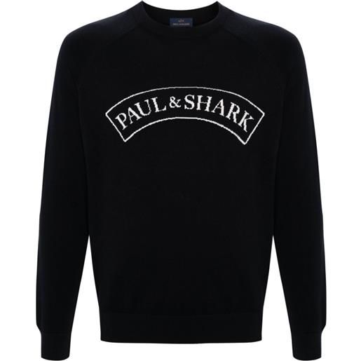 Paul & Shark maglione con logo jacquard - blu