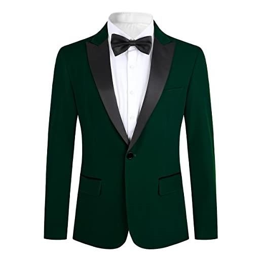 Allthemen giacca da uomo giacca da smoking in velluto attillato slim fit con un bottone verde large