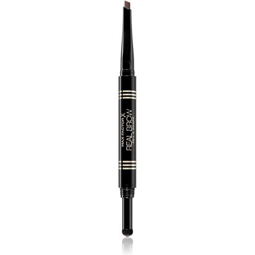 Max Factor real brow fill & shape matita sopracciglia, doppio applicatore matita e ombretto deep brown