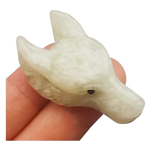 Manekieko johor bahru naturale 40 mm testa di lupo cristalli tascabili e figura di pietra curativa, haped diy - ciondolo per gioielli