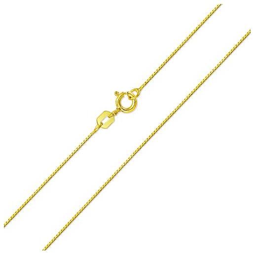 Bling Jewelry collana a catena di base a maglia sottile 019 gauge per donna in argento 925 placcato oro 14k 20 pollici made in italy