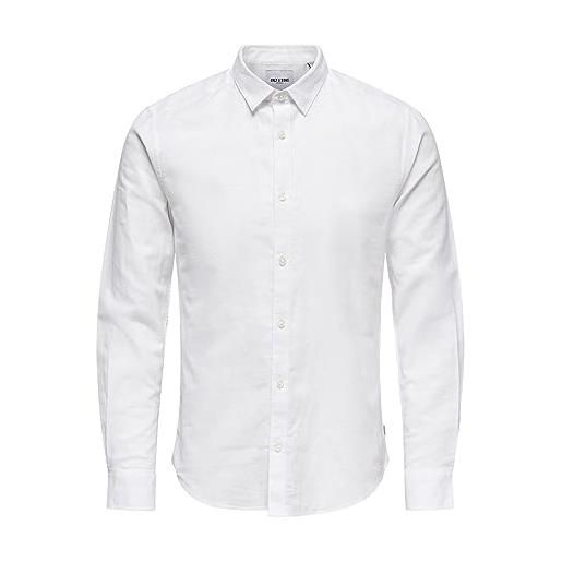 Only & Sons only&sons onscaiden life ls solid linen shirt noos camicia, white, xs uomo