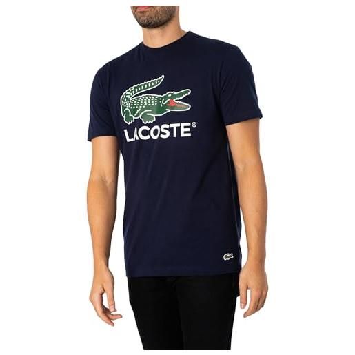 Lacoste th1285 t-shirt manica lunga sport, bianco, m uomo