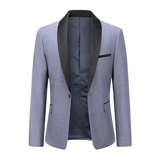 YOUTHUP blazer da uomo collo a scialle 1 bottone slim fit giacca da abito formale lavoro matrimonio festa giacc, navy blu, 3xl